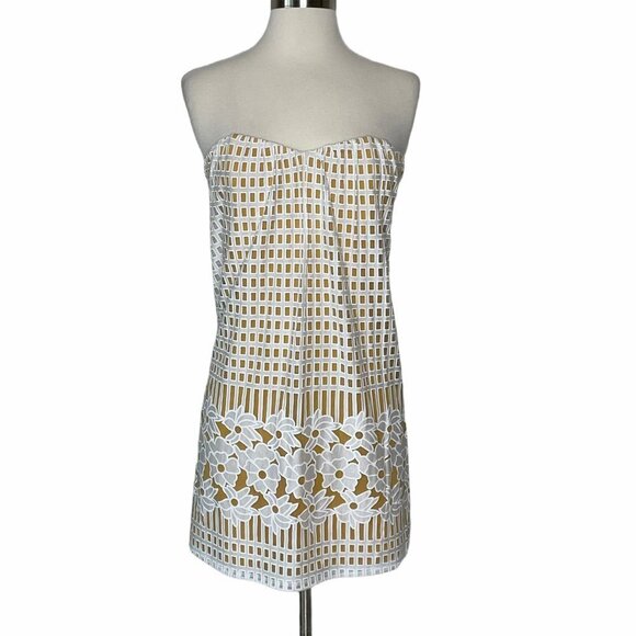 NEW Lovers + Friends Grid Window Pane Lace Dress - Picture 1 of 3